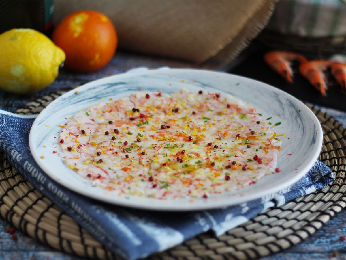 Katkarapujen carpaccio