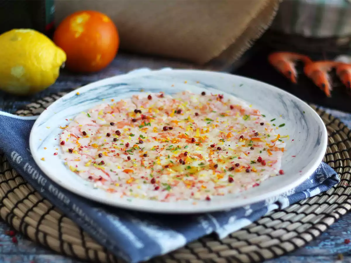 Katkarapujen carpaccio