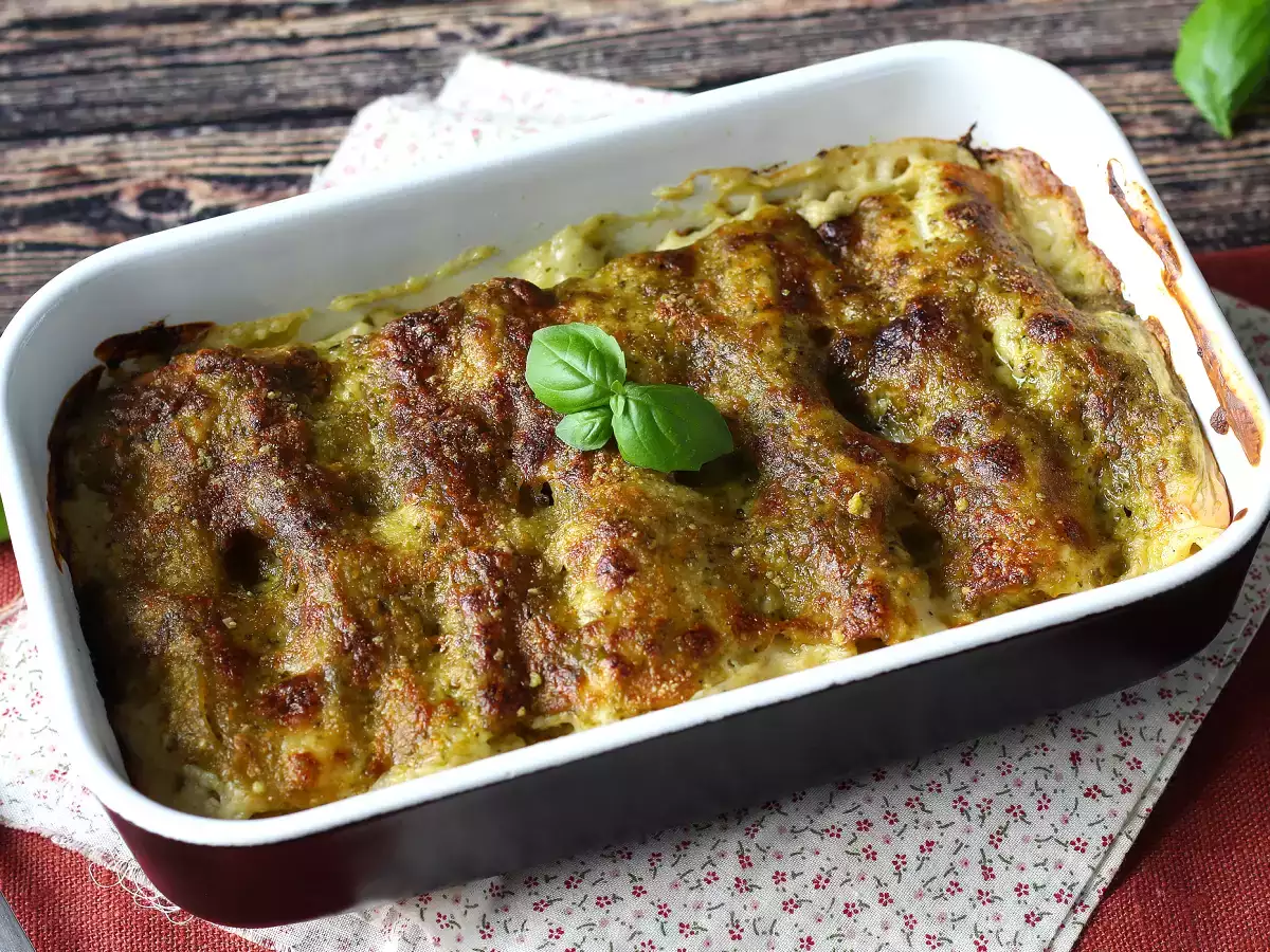 Kermainen pesto cannelloni au gratin: helppo ja maukas resepti