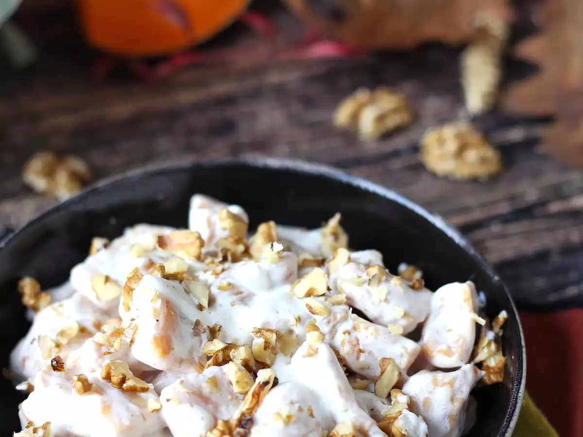 Kermaiset kurpitsan nokareet Philadelphian ja rapeiden saksanpähkinöiden kanssa - kuva 4