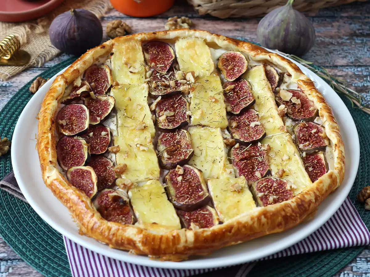 Ohut viikuna-, brie- ja pähkinäpiirakka - kuva 6